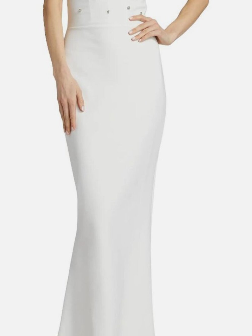 Chiara Boni Women's White Mahta Strapless Crystal-Embellished Gown Dress Size 46